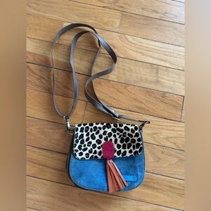 Soruka Print and Blue Crossbody Bag with Tassel